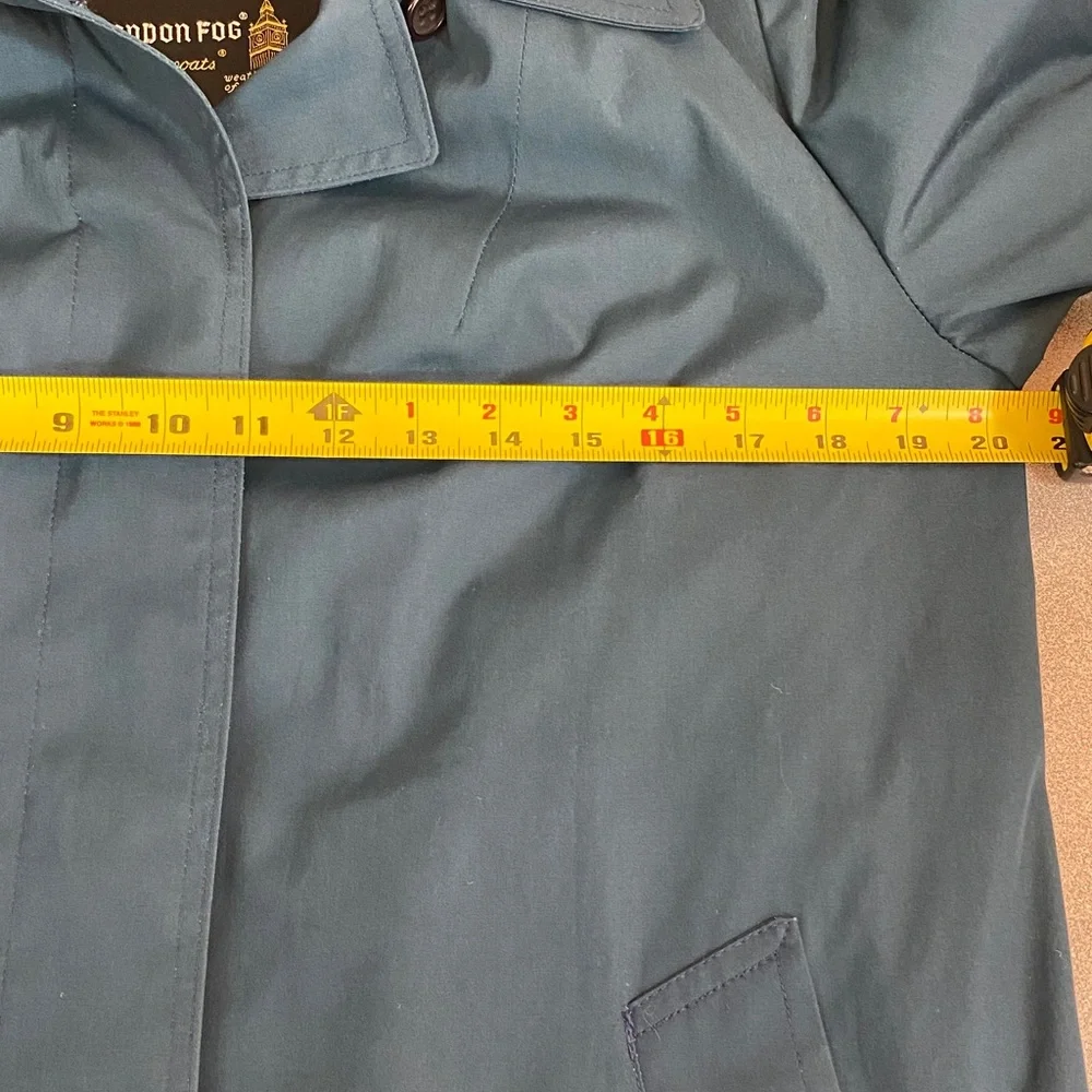 London Fog Trench Coat - Teal Blue - Picture 6 of 9
